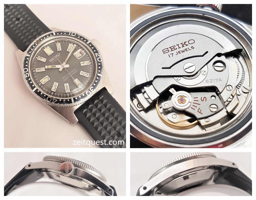 Seiko's first diver, the 62MAS had a date complication provided by the Seiko 6217 automatic movement. Available on eBay.