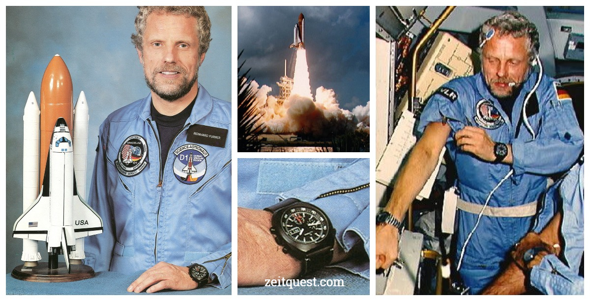 Reinhard Furrer wore his personal Sinn 141S (Lemania 5012) chronograph before and during the Spacelab D1 mission. Credits : NASA.